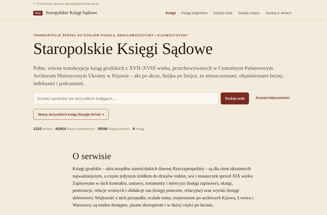 Strona główna serwisu Staropolskie Księgi Sądowe