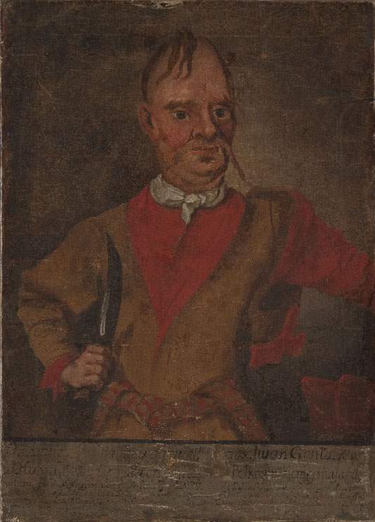 Portret Iwana Gonty (zm. 1768), setnika milicji nadwornej Potockich w Humaniu, jednego z przywódców koliszczyzny. Malarz nieznany, XVIII w. Domena publiczna, Wikimedia Commons.
