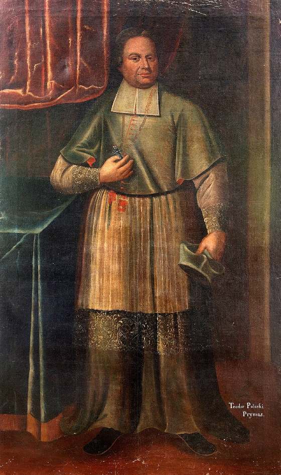 Prymas Teodor Potocki, interrex w 1733 r., którego uniwersał zwołał sejmik kapturowy w Winnicy. Portret z XVIII w., Muzeum Pałacu w Wilanowie. Domena publiczna, Wikimedia Commons.
